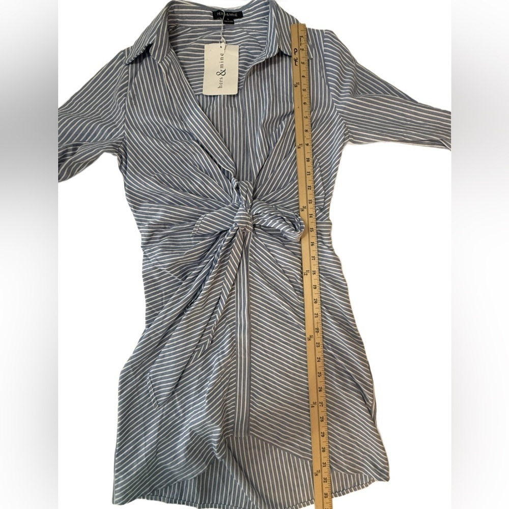 Hers & Mine Blue snd White Striped Dress, Size Small - Picture 7 of 7
